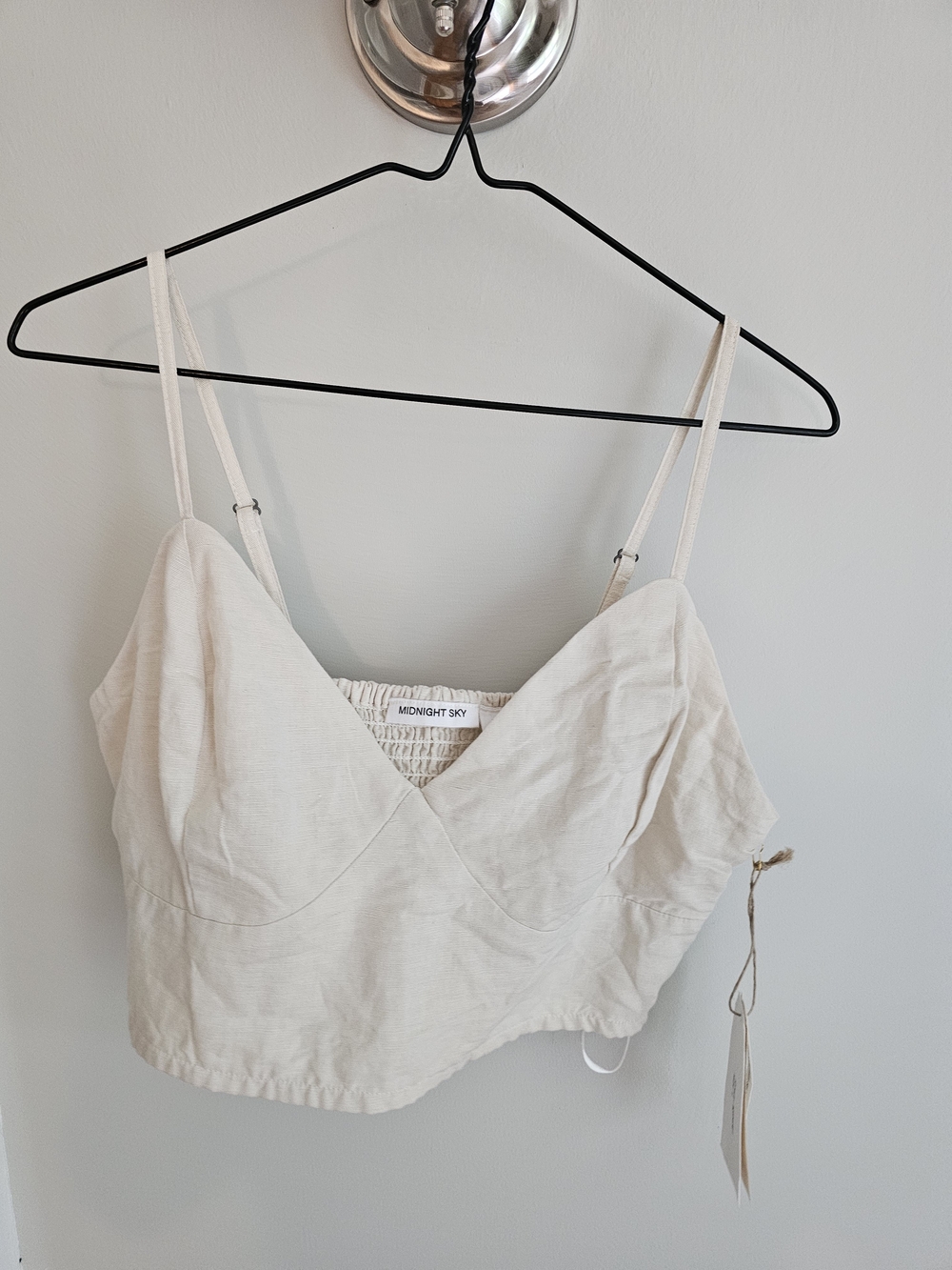 NWT Midnight Sky Cream Linen Blend Crop Top Size Large